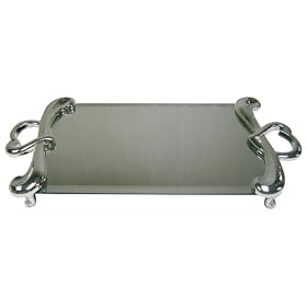 Mirrored Vanity Tray with Heart Handles - Silver