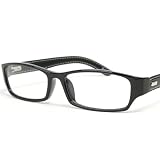 Produkt-Bild: Modebrille ohne St&auml;rke klar Nerd Wayfarer Leder - Optik schwarz