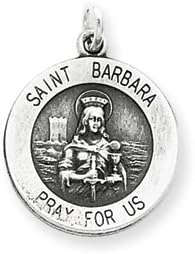 Saint Barbara Medal-Sterling Silver Antiqued Saint Barbara Medal