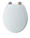 Tools & Hardware : Mayfair 30NISL 000 Designer Series Wood Toilet Seat with Brushed-Nickel Whisper-Close Hinges, Round, White