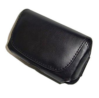Executive Black Horizontal Leather Side Case Cell Phone Pouch with Velcro Flap and Belt Clip for Samsung i907 (Epix) - i617 Blackjack 2 - i910 Omnia - i908 - i900 - M800 Instinct BlackBerry 8350i - 9500 - 9530 (Storm) - 9000 Bold - 8330 Curve - 8310 - 8800 - 8300 - 