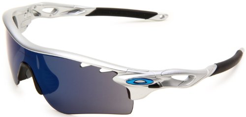 Oakley Mens Radarlock OO9181-03 Iridium Shield Sunglasses,Silver/orange/beige Frame/Ice Iridium Lens,one size