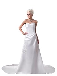 Strapless Spring Fall Sweetheart Beaded Applique  Satin  Dress with a Court Train  With a Bow(s)