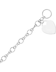 14K White Gold Heart Fashion Link Bracelet - 7.5" Inches