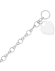 14K White Gold Heart Fashion Link Bracelet - 7.5" Inches