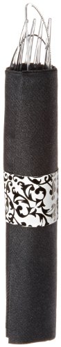 Hoffmaster119974 Linen-Like CaterWrap Pre-rolled Dinner Napkin and Heavyweight Cutlery, Ornate, Black/Clear (Case of 100)
