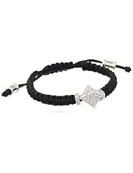 Vince Camuto Tour of Duty Black and Silver Pyramid Macrame Bracelet, 8"
