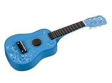 Childrens Toyshop  Toys : CHILDREN WOODEN BLUE ACOUSTIC GUITAR W 6 STRINGS