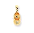 14k Solid 3-Dimensional AuguSt/Peridot Engraveable Baby Shoe Pendant