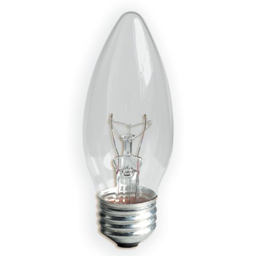 GE 44405-12 60 Watt Decorative Ceiling Fan Blunt Tip Medium Base Light Bulb, Crystal Clear, 12-Pack