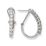 14k White Gold & Diamond Omega-Clip Half-Hoop Earrings (2.00ctw)