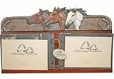 Decorative Horizontal 3 Horse Heads Theme Double Photo Picture Frame Album With Horse Shoes On Corners 4X6