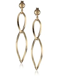 Italian 14k Yellow Gold High Polished Double Link Drop Earrings