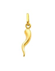 14K Yellow Gold Small Cornicello Italian Horn Lucky Charm Pendant
