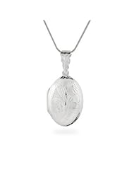 Oval Etched Sterling Silver Locket