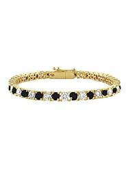 Black and White Diamond Prong-Set Tennis Bracelet 14K Yellow Gold 5.00 CT Diamonds