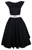 NEW BLACK VINTAGE 1950s BOW SHAWL COLLAR AUDREY HEPBURN STYLE SWING PARTY EVENING DRESS