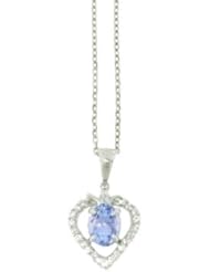 O&G Australia Natural Tanzanite & White Topaz, 925 Sterling Silver Pendant (1.1cttw)