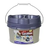 Omega Paw Top Dog Lunchbox Elevated Dog Feeder (Blue/Taupe Color - 12''x9''x9.5'')