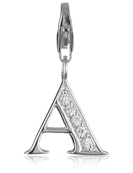 VINANI brand Germany 925 Sterling Silver Charm Pendant Alphabet Initial Letter A shiny Zirconia white HBCA