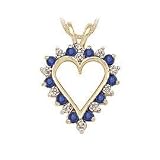 Sapphires and Diamond Heart Pendant