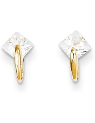MadiK® 14k Yellow Gold Polished 4mm Square Clear CZ Post Earrings