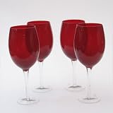 Glass Stemware Ruby White Wine Glasses (Set of 4)