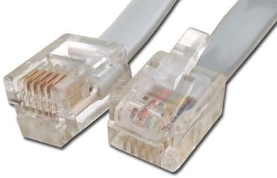 6 inch 4 Conductor [---] Silver Satin Telephone Phone Line Cable Cord Wire- Used For 1 Or 2 Phone Lines RJ11 / RJ14 Type End- Commonly Used In Most Residential Homes, Also A Lot Of Small Business Use This Also.