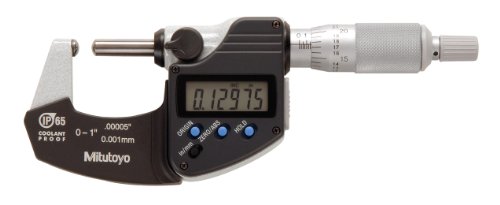 Mitutoyo 395-371 0 - 1 X 000050001mm IP65 Digimatic Spherical Face Micrometer With Output Ratchet Spherical Anvil and Spherical Spindle