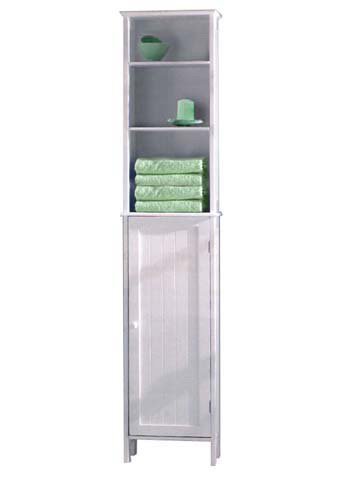 American Cottage - Tall White Storage Unit with Cupboard and Open Shelves