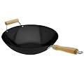 Wok Pfanne 35 cm f�r Kochfeld, Ceran und Gas mit praktischen Holzgriffen