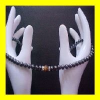MAGNETIC THERAPY Hematite and Amber Necklace by 