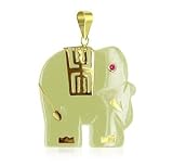 14 KT Yellow Gold & Mother of Pearl Pendant 14K Elephant Charm