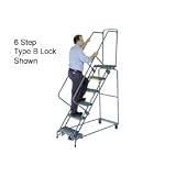 Perforated 24W 9 Step Steel Rolling Ladder 14D Top Step