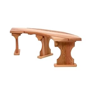 Red Cedar Wood Outdoor Patio Quarter Round Backless Bench