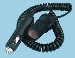 12V Car Curly Cord Cigar Lighter Power Extension Lead 2 Metre Max Length - GVC