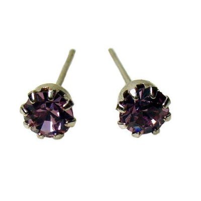 14k Yellow Gold Tone Crystal Alexandrite Birthstone Stud Earrings for June