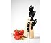 6 piece kitchen knife set & scissor set. natural wood block