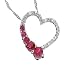 14K White Gold Created Ruby and Diamond Journey Heart Pendant