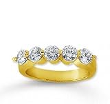 18k Yellow Gold 5 Stone 1 1/2Ct Diamond Anniversary Band