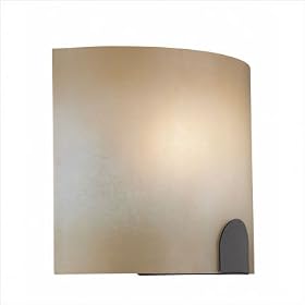 Bronze Wall Lamp With Light Amber Textured Glass Shade by Lite Source
