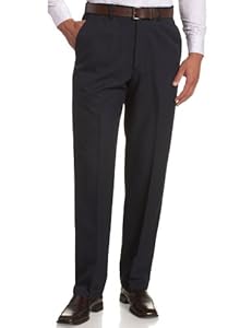 Haggar Men's Cool 18 Hidden Expandable Waist Plain Front Pant,Navy,42x29