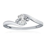 APRIL Birthstone Ring 10K White Gold White Topaz Ring