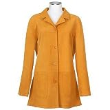 Forzieri Women's Apricot Two-Pocket Italian Suede Leather Shirt-Jacket