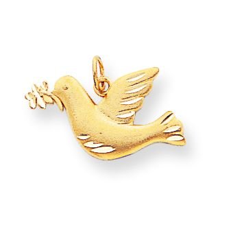 14k Diamond-Cut Flying Dove Pendant