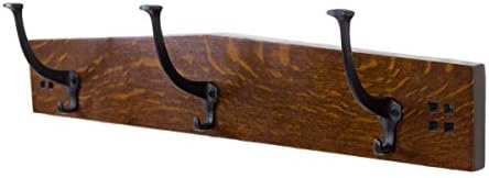 Craftsman Style 24 Inch 3 Large Cast Iron Hook Coat Rack