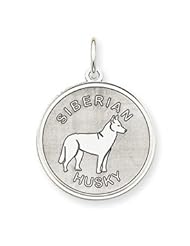 Sterling Silver Siberian Husky Disc Charm QC2708"