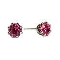 14k Gold Tone Crystal Pink Tourmaline Birthstone Stud Earrings for October