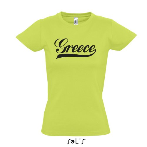 Damen T-Shirt – Griechenland Oldschool Greece LÄNDERSHIRT EM / WM FAN Trikot S-XXL , Apple green – schwarz , L