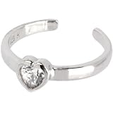 Sterling Silver 925 Cubic Zirconia HEART Toe Ring
